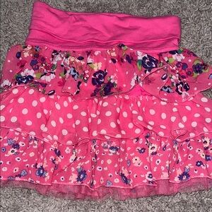 Floral Pink Ruffle Skirt